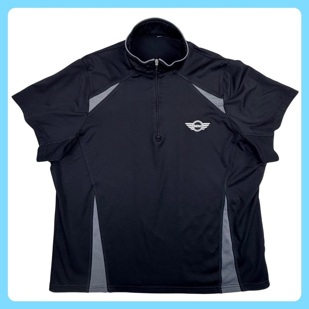 MINI Cooper 1/4 Zip Performance Shirt Women Large Black Poly Embroidered Logo